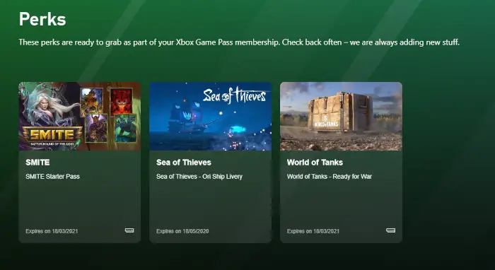 Xbox Game Pass Perks and How to Redeem Perks via Xbox Game Pass